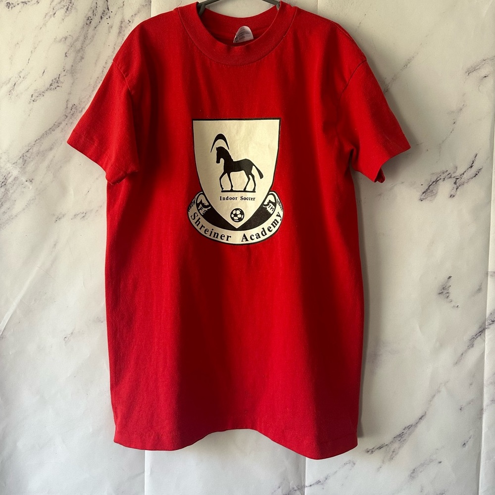 VTG 1993 SHREINER ACADEMY MARIETTA GEORGIA INDOOR SOCCER T SHIRT YOUTH LARGE